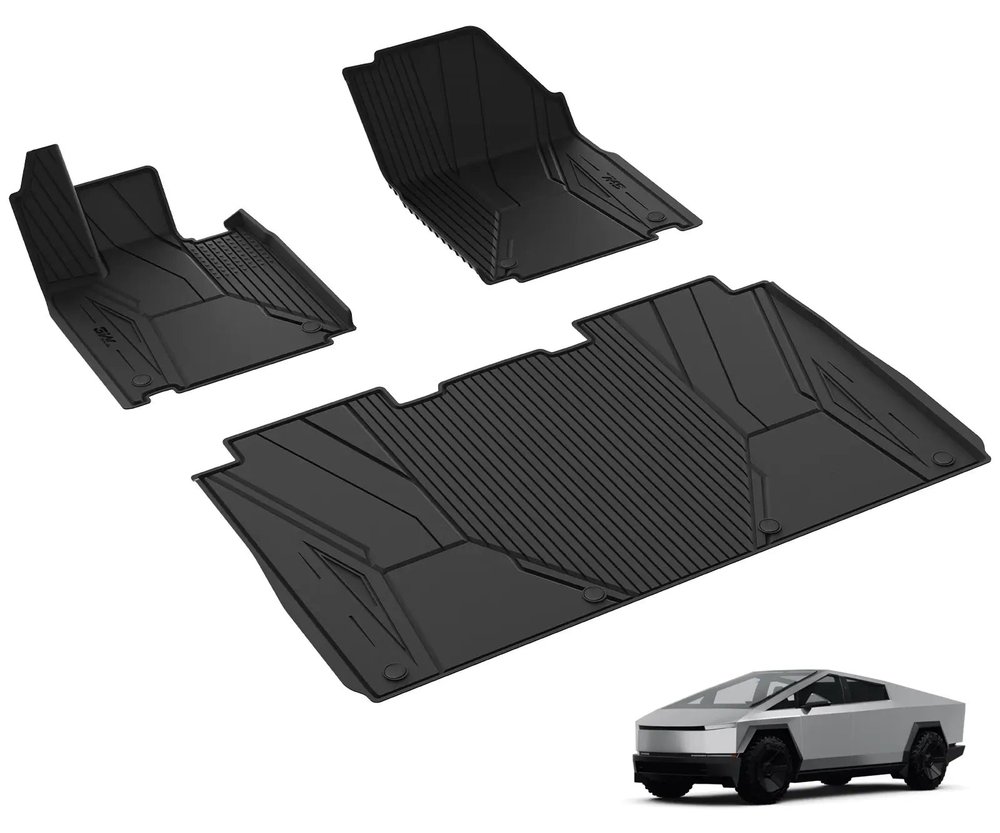 3W all-weather floor mat set for the Cybertruck