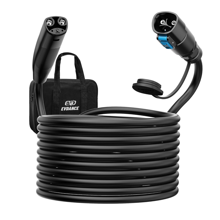 EVDANCE NACS charging extension cable with its carrying case