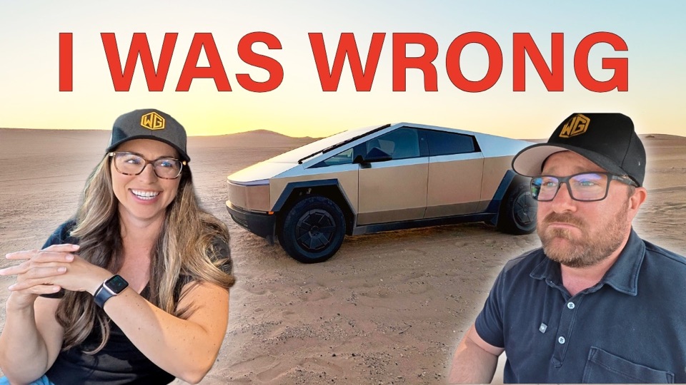 Andy and his wife discussing their experience owning a Cybertruck as a family